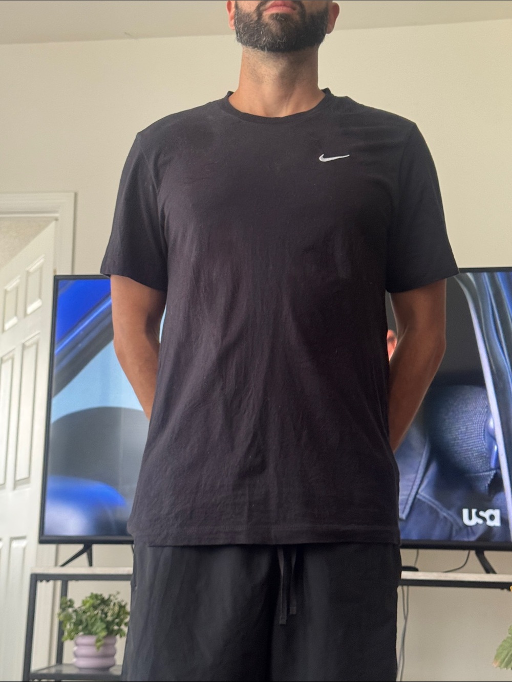Nike Black Crew Neck T-Shirt with White Swoosh
